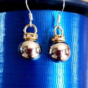 Sterling Silver Christmas Ornament Earrings, Silver Earrings, Christmas Jewelry